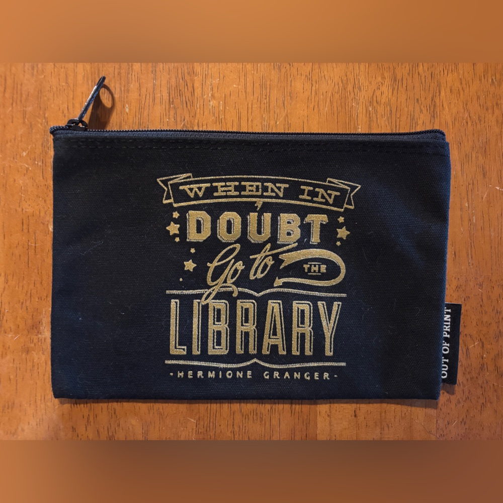 Out of Print Black and Gold Library Pouch Harry Potter